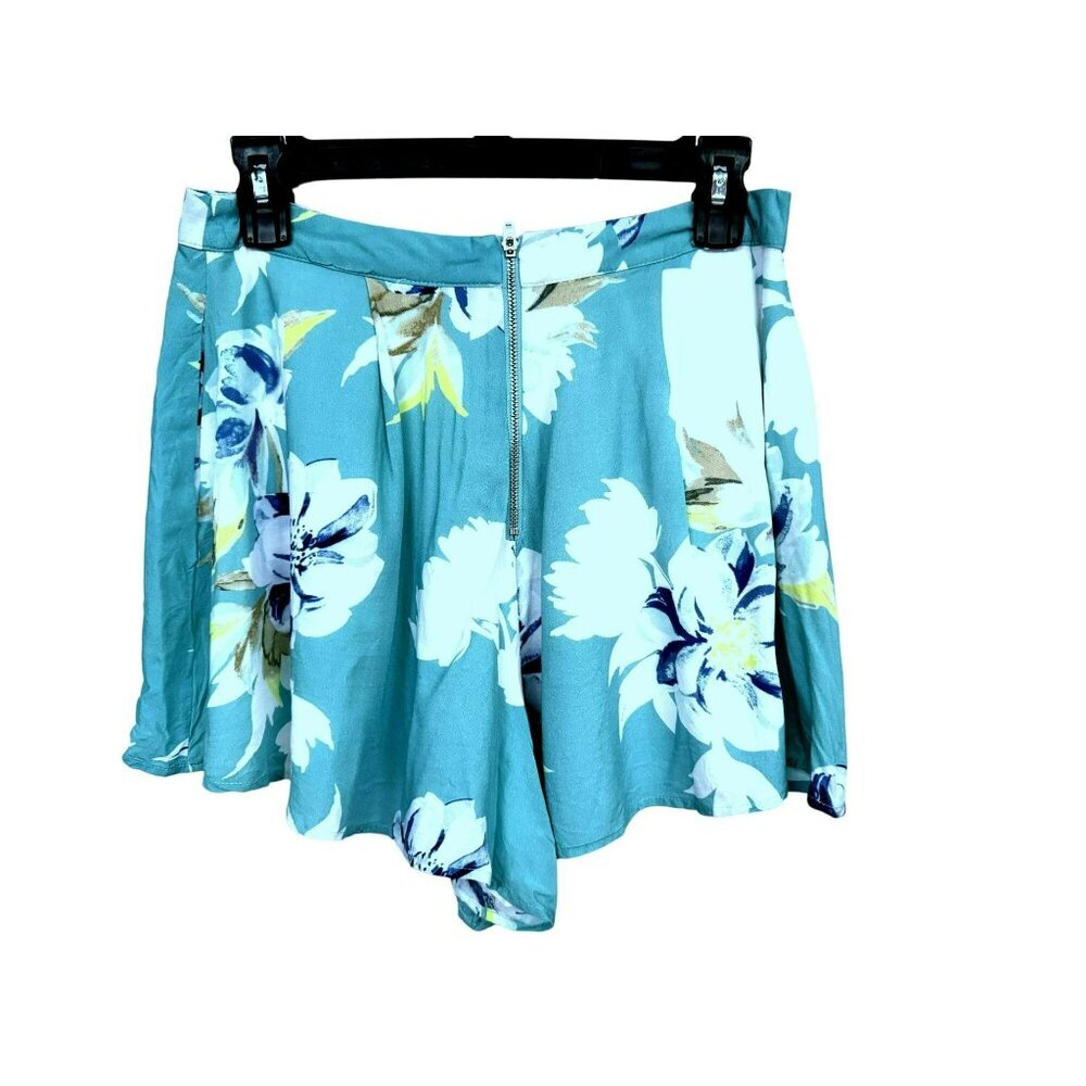 Yumi Kim Rosebud Shorts Wanderlust Jade Exposed Back Zipper Flowy Rayon Sz M